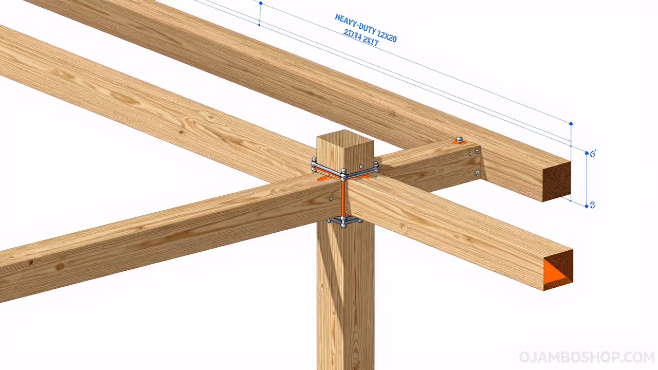 Heavy-Duty 12x20 Carport with Storage Closet Technical Framing Detail