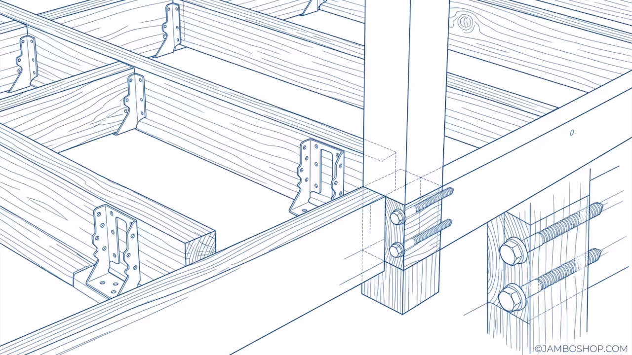 Slanted Roof 4x8 Firewood Woodshed Technical Framing Detail