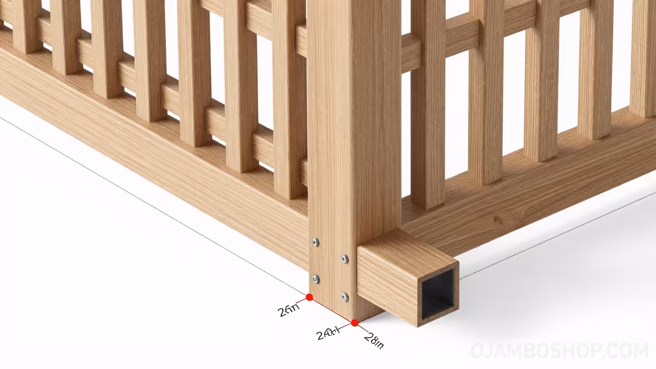 Modern Slatted 8x8 Privacy Screen with Planter Box Technical Framing Detail