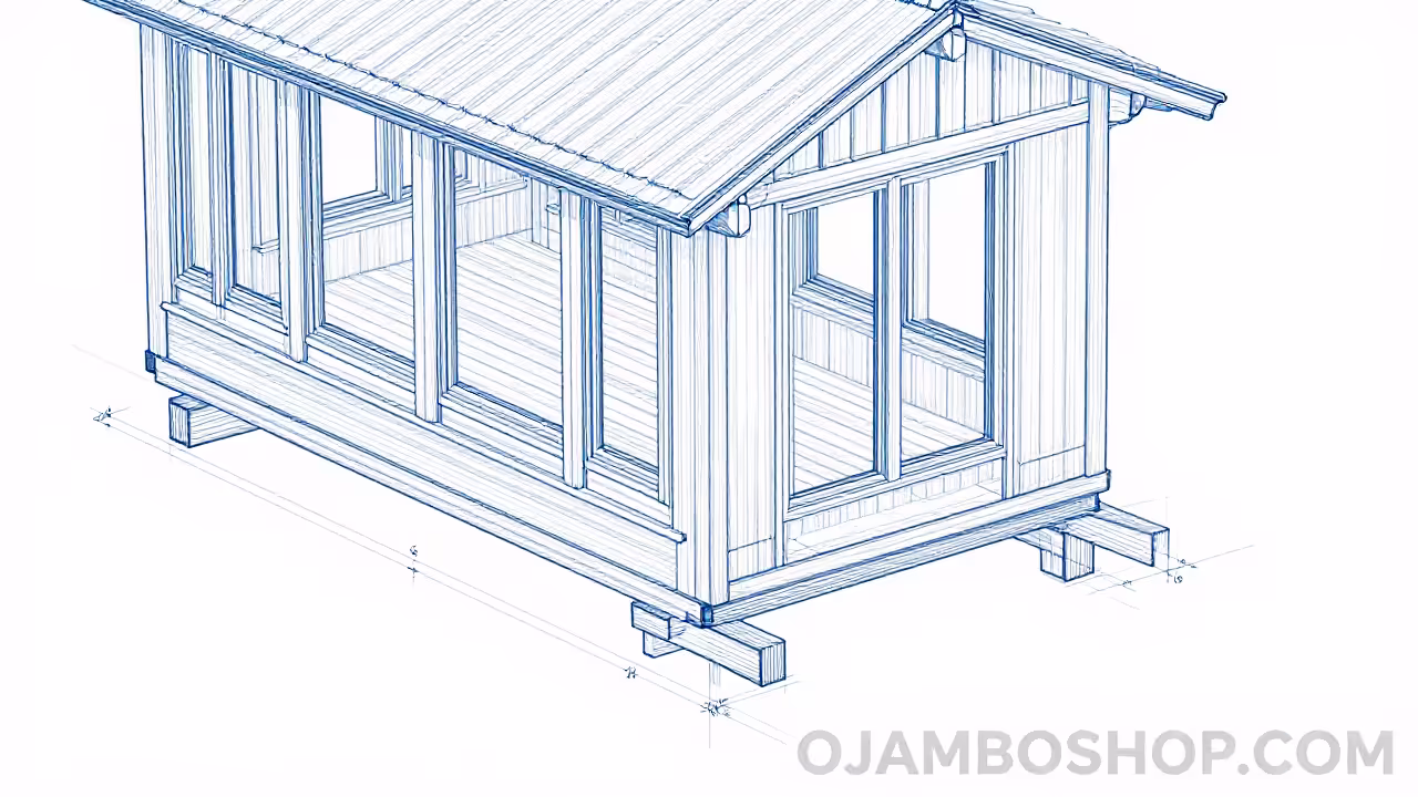 Modern 12x24 Tiny House on Skids Technical Framing Detail