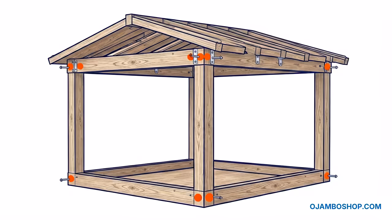 Modern I-Frame Wood Shed Plans 6x12 Technical Framing Detail