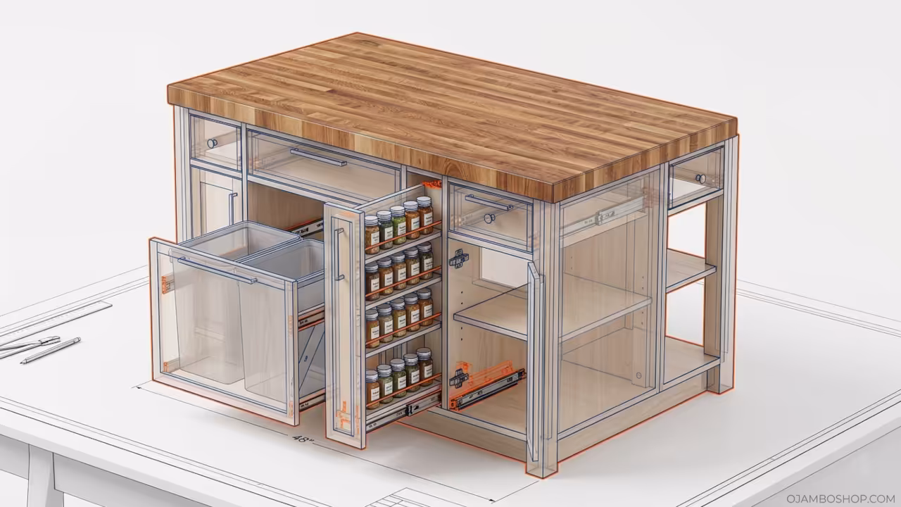 Pull-Out Trash and Spice Rack