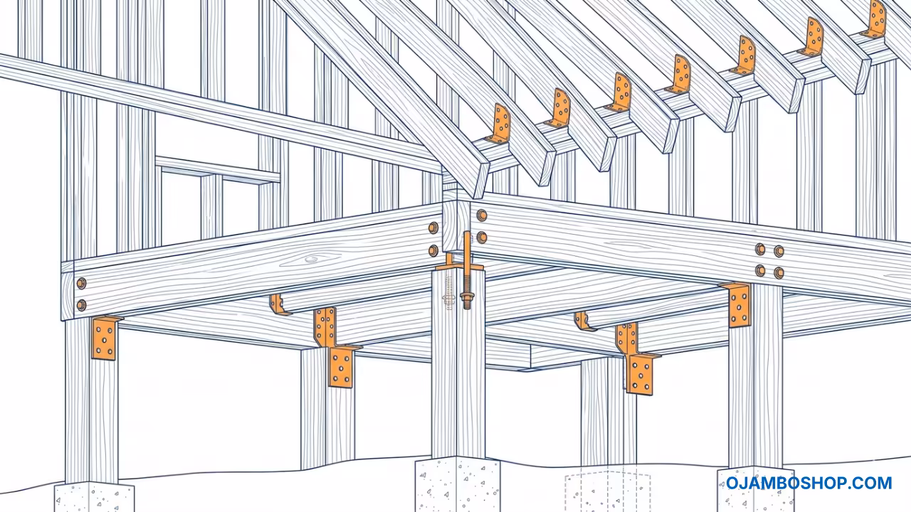 Coastal-Ready Stilt-House Micro Cabin Technical Framing Detail