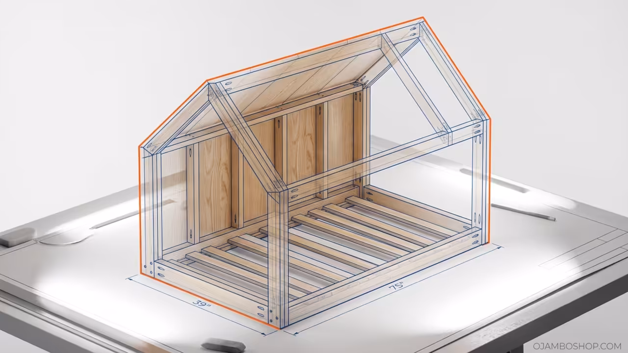 Build a Kids Montessori Floor Bed Frame in the Shape of a Tiny House in One Weekend