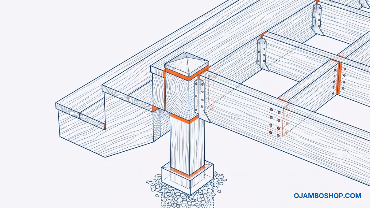 Low-Profile Tiered Island Deck Plans Technical Framing Detail