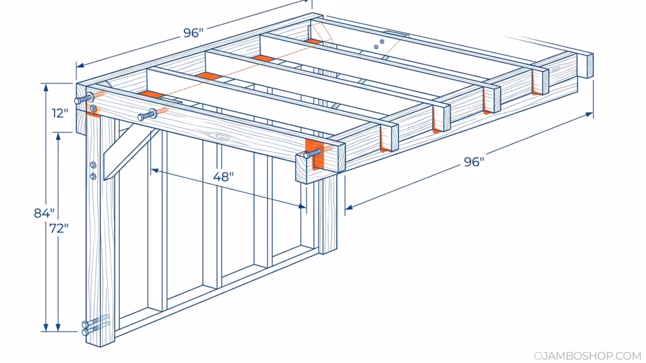Heavy-Duty Cantilevered BBQ Station Cantilever Canopy Framing Detail