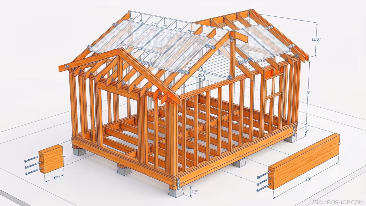 Solar Shed Conversion Living Quarters 12x20 Structural Framing Detail