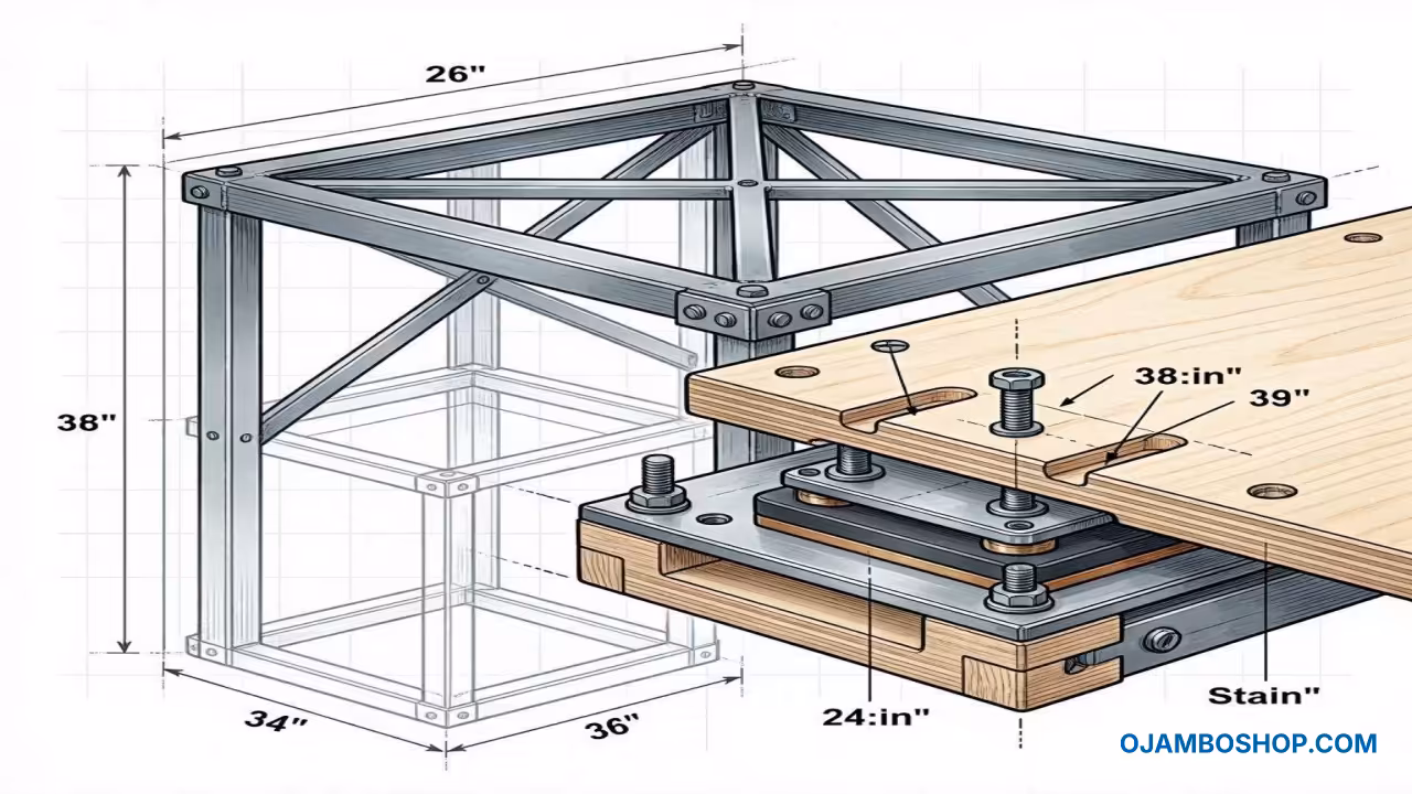 Heavy-Duty Ultimate Drill Press Station Structural Framing Detail