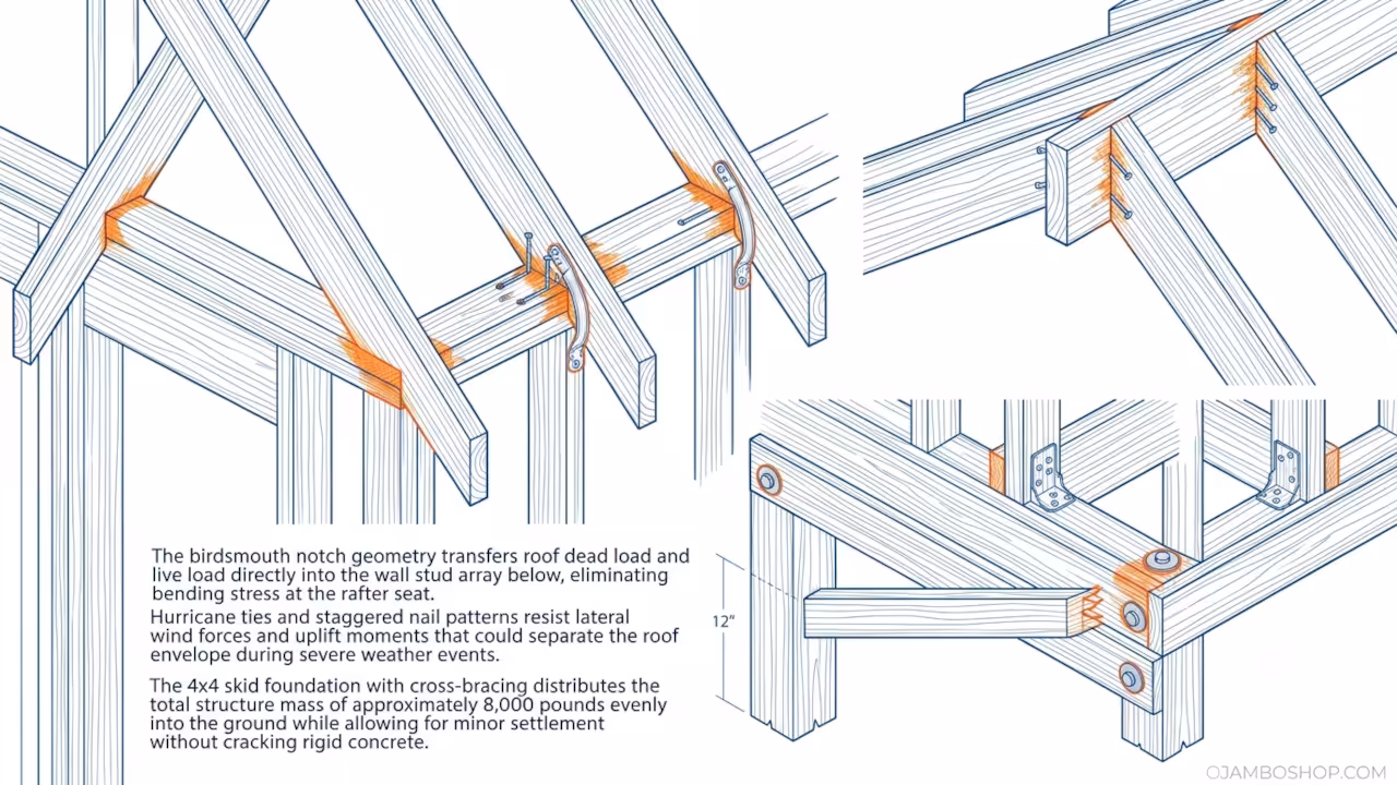 The Van-Life Static Basecamp (250 sq ft) Technical Framing Detail