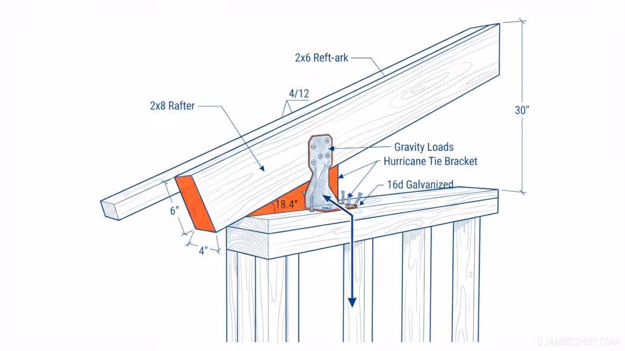 Angled Monopitch Off-Grid Solar Studio Technical Framing Detail