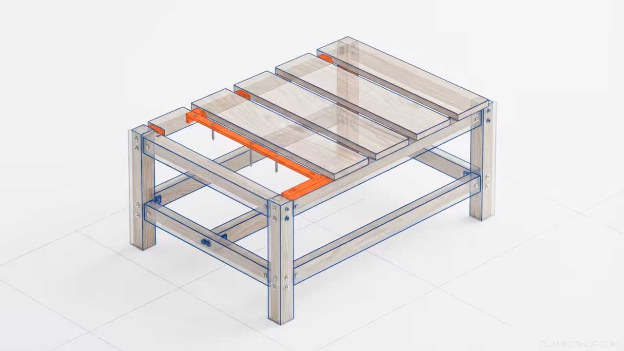 Geometric Slat Coffee Table Technical Framing Detail