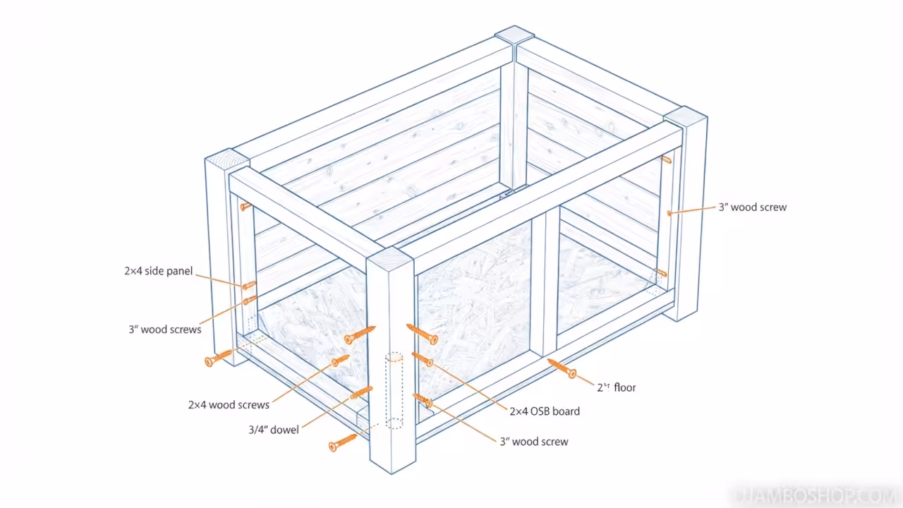 Arts & Crafts Blanket Chest Technical Framing Detail
