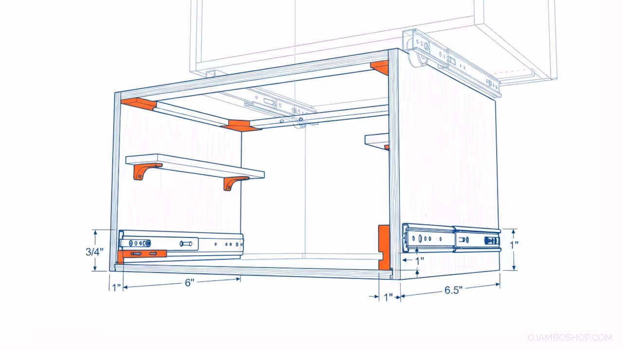 Under-Cabinet Sliding Spice and Oil Pull-Out Technical Framing Detail