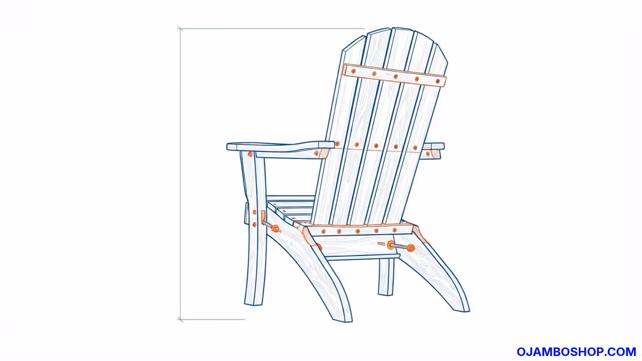 Outdoor Adirondack Chair (Standard Size) Technical Framing Detail